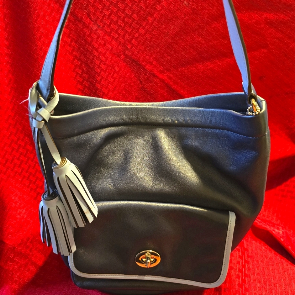 Coach Navy Leather Handbag